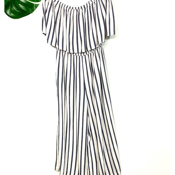 Mudpie Off Shoulder Striped Jumpsuit XS - Picture 1 of 11